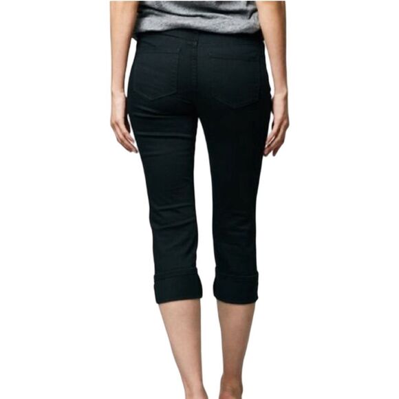 NYDJ Dayla Black Wide Cuff Crop Capri Jeans - Size 8 Petite - Picture 5 of 7